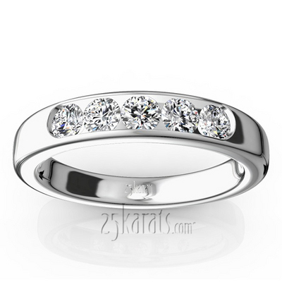 14K white gold Brilliant Round 5 Stone Channel Set Woman Diamond Ring (3/4 ct. tw.) - main view