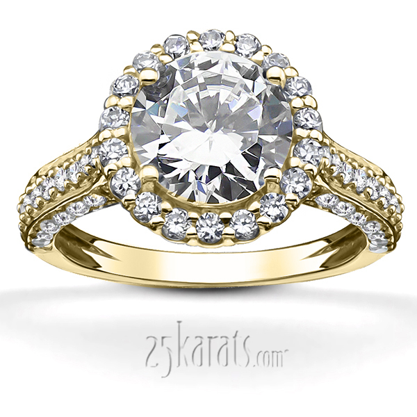 18K white gold Halo Fancy Basket Pave Diamond Engagement Ring (3/4 ct. tw.) - alternate view 5