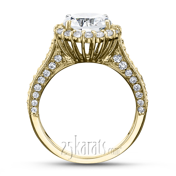 18K white gold Halo Fancy Basket Pave Diamond Engagement Ring (3/4 ct. tw.) - alternate view 6