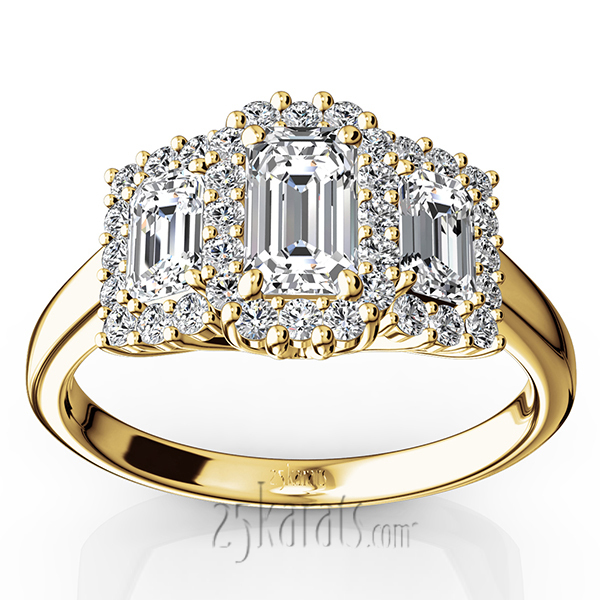 14K white gold Past Present Future Halo Diamond Engagement Ring (1.10 ct. tw.) - alternate view 2