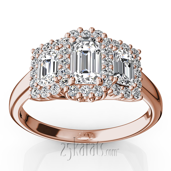 14K white gold Past Present Future Halo Diamond Engagement Ring (1.10 ct. tw.) - alternate view 3