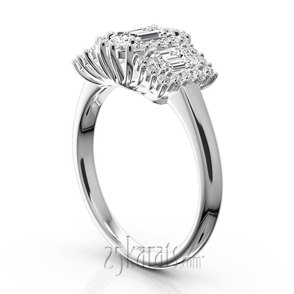 14K white gold Past Present Future Halo Diamond Engagement Ring (1.10 ct. tw.) - alternate view 4