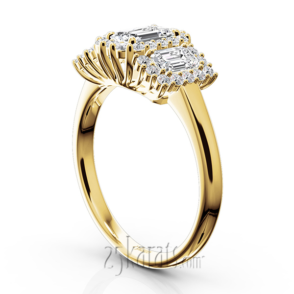 14K white gold Past Present Future Halo Diamond Engagement Ring (1.10 ct. tw.) - alternate view 5