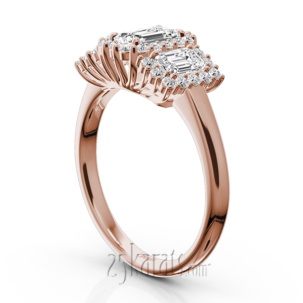 14K white gold Past Present Future Halo Diamond Engagement Ring (1.10 ct. tw.) - alternate view 6