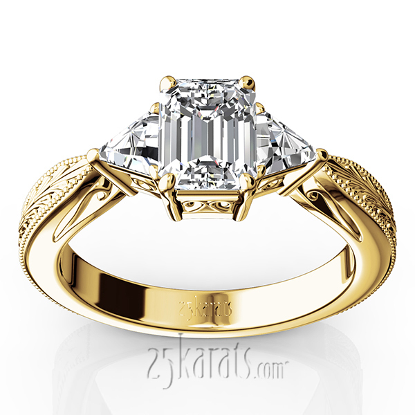 14K white gold Antique Design Three Stone Diamond Engagement Ring (1/2 ct. tw.) - alternate view 2