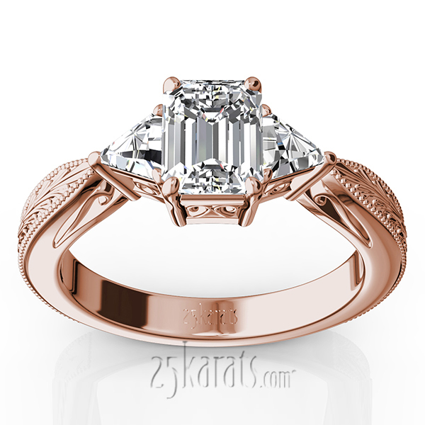 14K white gold Antique Design Three Stone Diamond Engagement Ring (1/2 ct. tw.) - alternate view 3