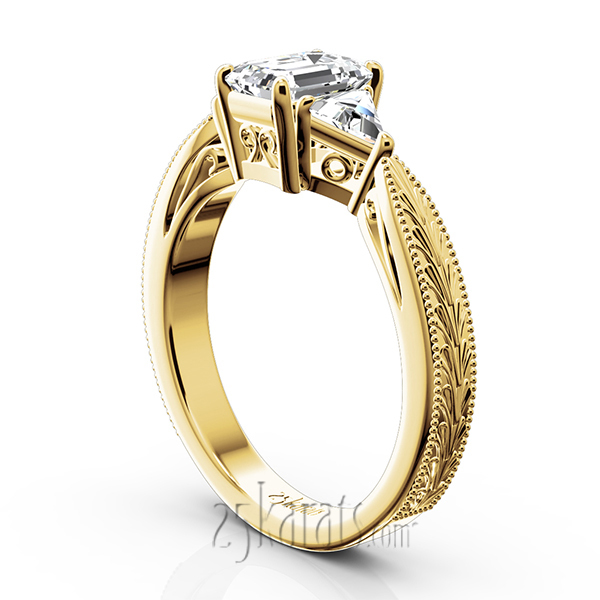 14K white gold Antique Design Three Stone Diamond Engagement Ring (1/2 ct. tw.) - alternate view 5
