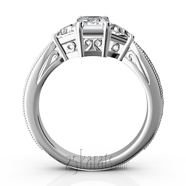 14K white gold Antique Design Three Stone Diamond Engagement Ring (1/2 ct. tw.) - alternate view 7