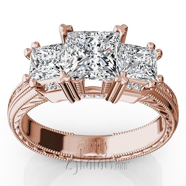 14K white gold Antique Affection Engraved Diamond Engagement Ring (3/4+ ct. tw.) - alternate view 3