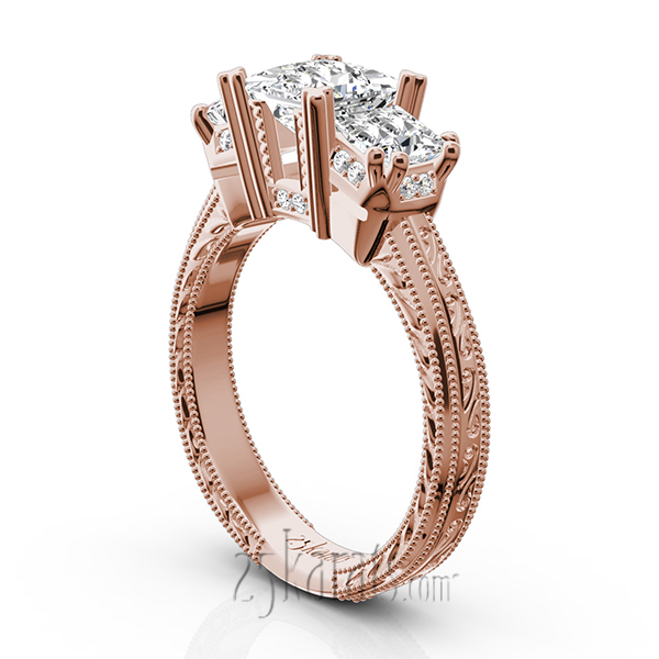 14K white gold Antique Affection Engraved Diamond Engagement Ring (3/4+ ct. tw.) - alternate view 6
