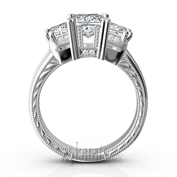 14K white gold Antique Affection Engraved Diamond Engagement Ring (3/4+ ct. tw.) - alternate view 7