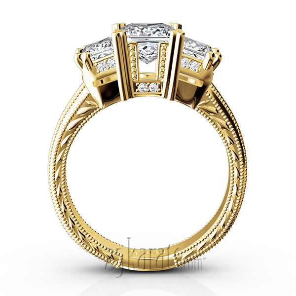 14K white gold Antique Affection Engraved Diamond Engagement Ring (3/4+ ct. tw.) - alternate view 8
