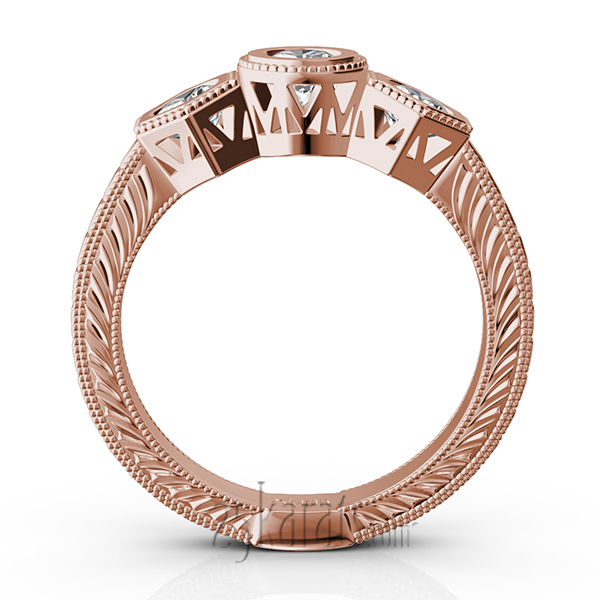 14K white gold Three Stone Antique Bezel Set Diamond Engagement Ring (1.00 ct. tw.) - alternate view 9