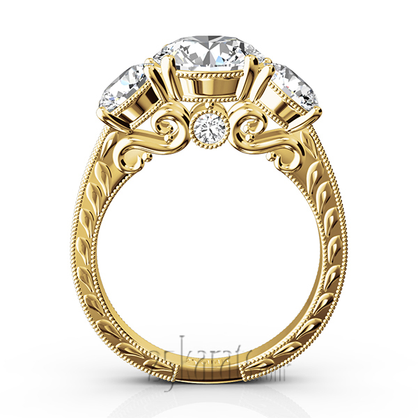 14K white gold Three Stone Antique Inspired Diamond Engagement Ring (1 1/10 ct. tw.) - alternate view 8