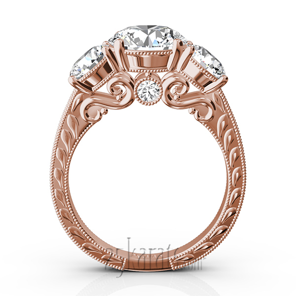 14K white gold Three Stone Antique Inspired Diamond Engagement Ring (1 1/10 ct. tw.) - alternate view 9