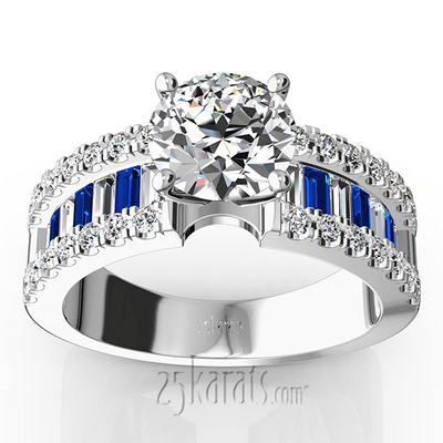 Engagement Ring With Sapphire And Diamond Baguettes (1.25 ct. t.w.)