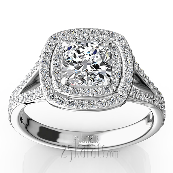 Double Halo Micro Pave Set Diamond Engagement Ring (5/8 ct. t.w.)