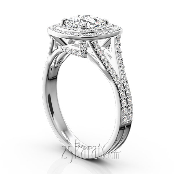 14K white gold Double Halo Micro Pave Set Diamond Engagement Ring (5/8 ct. tw.) - alternate view 4