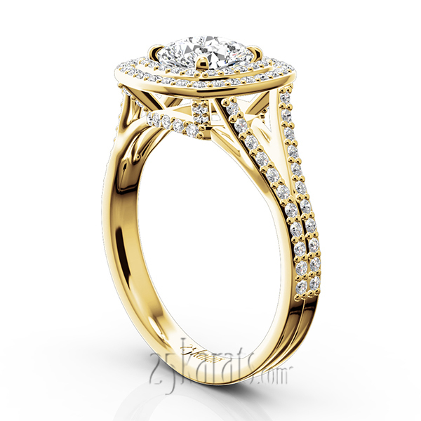 14K white gold Double Halo Micro Pave Set Diamond Engagement Ring (5/8 ct. tw.) - alternate view 5