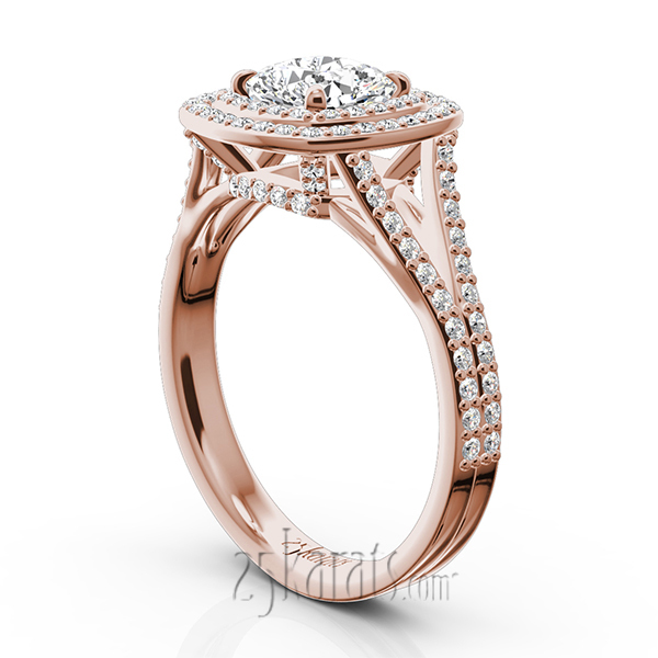 14K white gold Double Halo Micro Pave Set Diamond Engagement Ring (5/8 ct. tw.) - alternate view 6