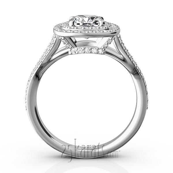 14K white gold Double Halo Micro Pave Set Diamond Engagement Ring (5/8 ct. tw.) - alternate view 7