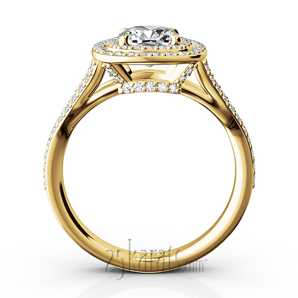 14K white gold Double Halo Micro Pave Set Diamond Engagement Ring (5/8 ct. tw.) - alternate view 8