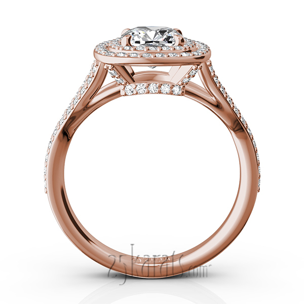 14K white gold Double Halo Micro Pave Set Diamond Engagement Ring (5/8 ct. tw.) - alternate view 9