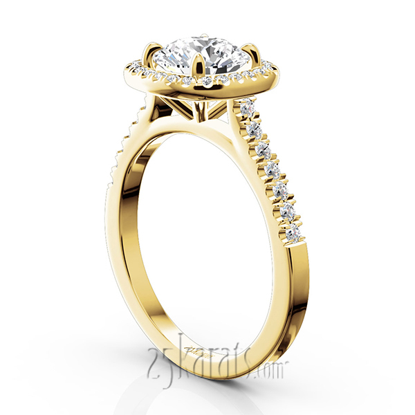 14K white gold Hand Forged Cushion Halo Engagement Ring (1/3 ct. tw.) - alternate view 3