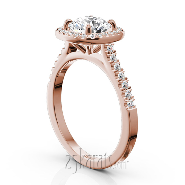 14K white gold Hand Forged Cushion Halo Engagement Ring (1/3 ct. tw.) - alternate view 4