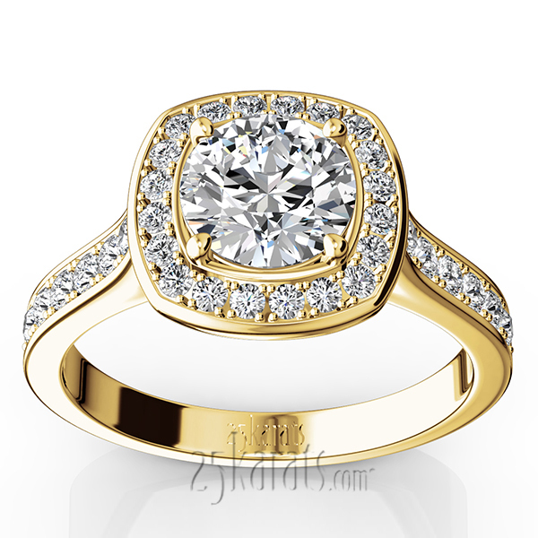 14K white gold Joyful Halo Pave Set Diamond Engagement Ring (1/2 ct. tw.) - alternate view 2