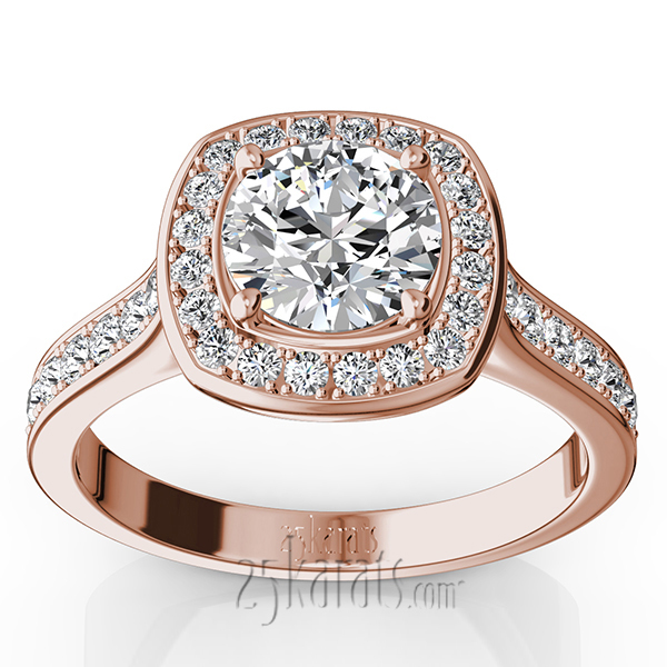 14K white gold Joyful Halo Pave Set Diamond Engagement Ring (1/2 ct. tw.) - alternate view 3