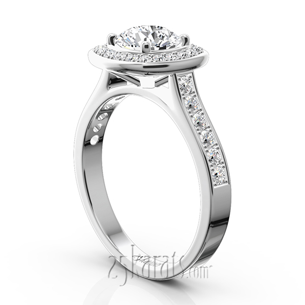 14K white gold Joyful Halo Pave Set Diamond Engagement Ring (1/2 ct. tw.) - alternate view 4