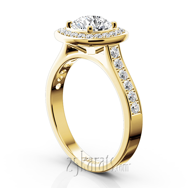14K white gold Joyful Halo Pave Set Diamond Engagement Ring (1/2 ct. tw.) - alternate view 5