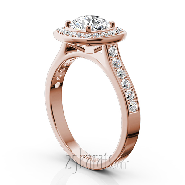 14K white gold Joyful Halo Pave Set Diamond Engagement Ring (1/2 ct. tw.) - alternate view 6