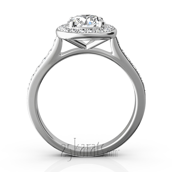 14K white gold Joyful Halo Pave Set Diamond Engagement Ring (1/2 ct. tw.) - alternate view 7