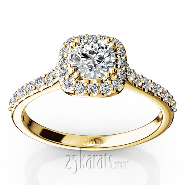 14K white gold Cushioned Halo Micro Pave Diamond Engagement Ring (1/2 ct. tw.) - alternate view 2