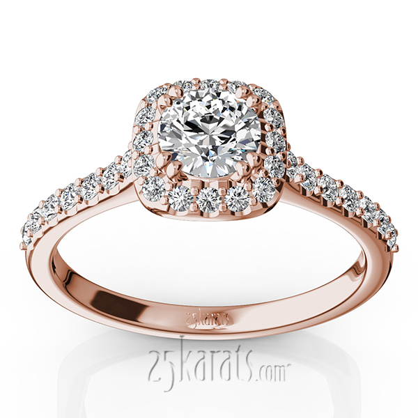 14K white gold Cushioned Halo Micro Pave Diamond Engagement Ring (1/2 ct. tw.) - alternate view 3