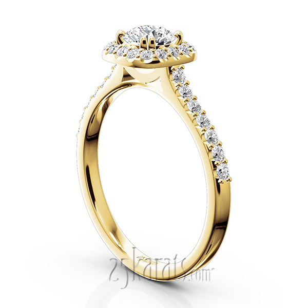 14K white gold Cushioned Halo Micro Pave Diamond Engagement Ring (1/2 ct. tw.) - alternate view 5
