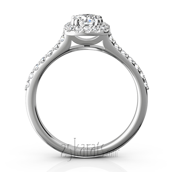 14K white gold Cushioned Halo Micro Pave Diamond Engagement Ring (1/2 ct. tw.) - alternate view 7