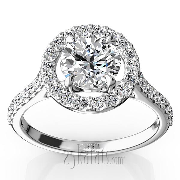 14K white gold Celebration Halo Micro Pave Set Diamond Engagement Ring (1/2 ct. tw.) - main view