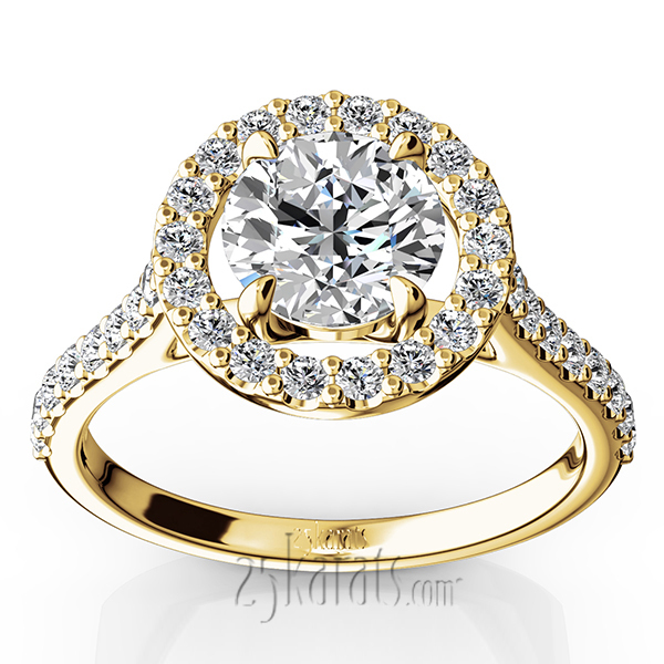 14K white gold Celebration Halo Micro Pave Set Diamond Engagement Ring (1/2 ct. tw.) - alternate view 2
