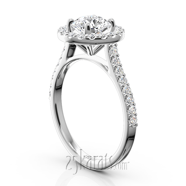 14K white gold Celebration Halo Micro Pave Set Diamond Engagement Ring (1/2 ct. tw.) - alternate view 4