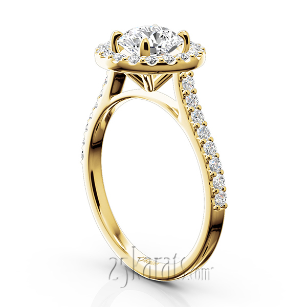14K white gold Celebration Halo Micro Pave Set Diamond Engagement Ring (1/2 ct. tw.) - alternate view 5