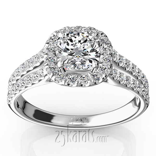 Scalloped Duo Shank Micro Pave Diamond Engagement Ring (1/2 ct. t.w.)