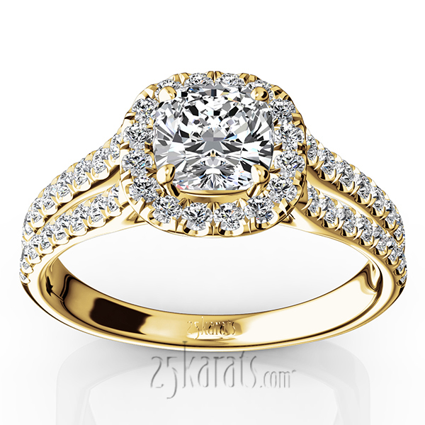 14K white gold Scalloped Duo Shank Micro Pave Diamond Engagement Ring (1/2 ct. tw.) - alternate view 2