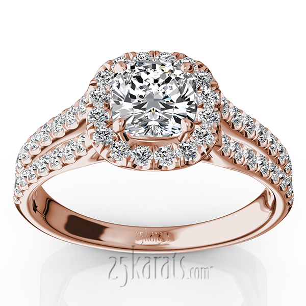 14K white gold Scalloped Duo Shank Micro Pave Diamond Engagement Ring (1/2 ct. tw.) - alternate view 3