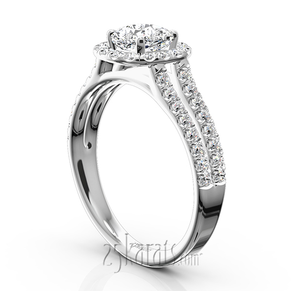 14K white gold Scalloped Duo Shank Micro Pave Diamond Engagement Ring (1/2 ct. tw.) - alternate view 4