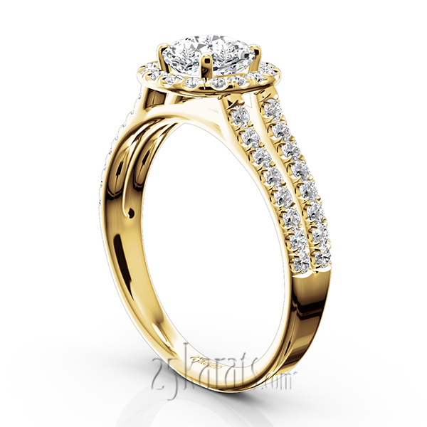 14K white gold Scalloped Duo Shank Micro Pave Diamond Engagement Ring (1/2 ct. tw.) - alternate view 5