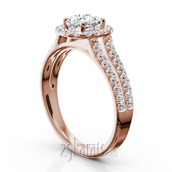 14K white gold Scalloped Duo Shank Micro Pave Diamond Engagement Ring (1/2 ct. tw.) - alternate view 6