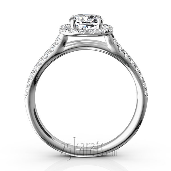 14K white gold Scalloped Duo Shank Micro Pave Diamond Engagement Ring (1/2 ct. tw.) - alternate view 7